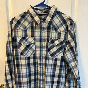 Levi's Western Shirt Plaid Blue Size M